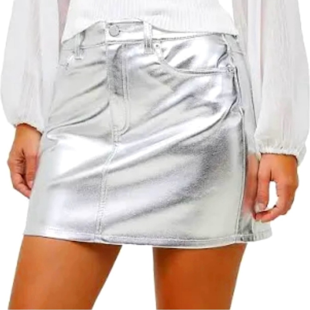 NWT French Connection Silver Metallic Mini Skirt Size 8 Cocktail Evening
